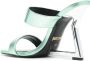 Just Cavalli 115mm double-strap laminated mules Green - Thumbnail 3