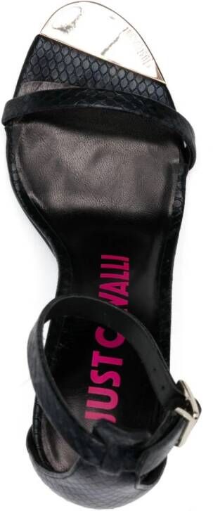 Just Cavalli 115mm snake-effect sandals Black