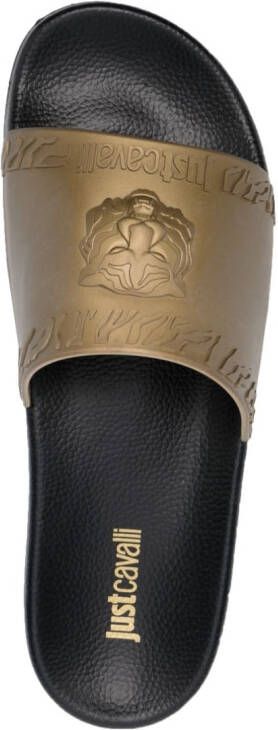 Just Cavalli debossed-logo slip-on slides Gold