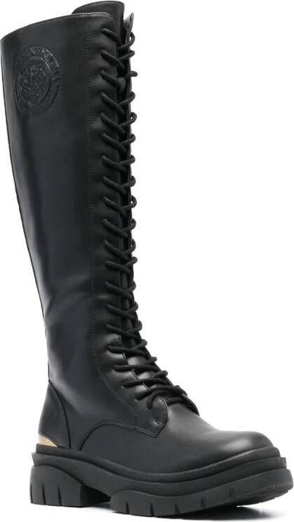 Just Cavalli embossed-logo lace-up boots Black