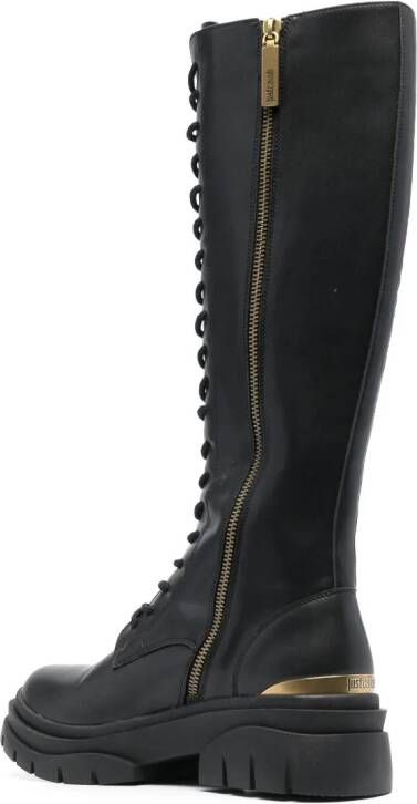 Just Cavalli embossed-logo lace-up boots Black