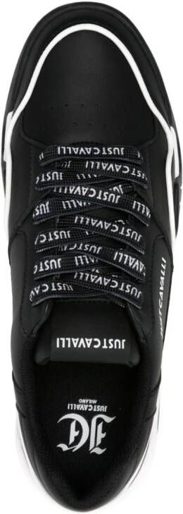 Just Cavalli logo-embossed leather sneakers Black