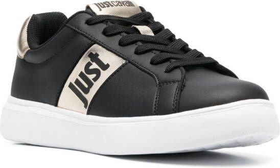 Just Cavalli logo metallic-stripe sneakers Black