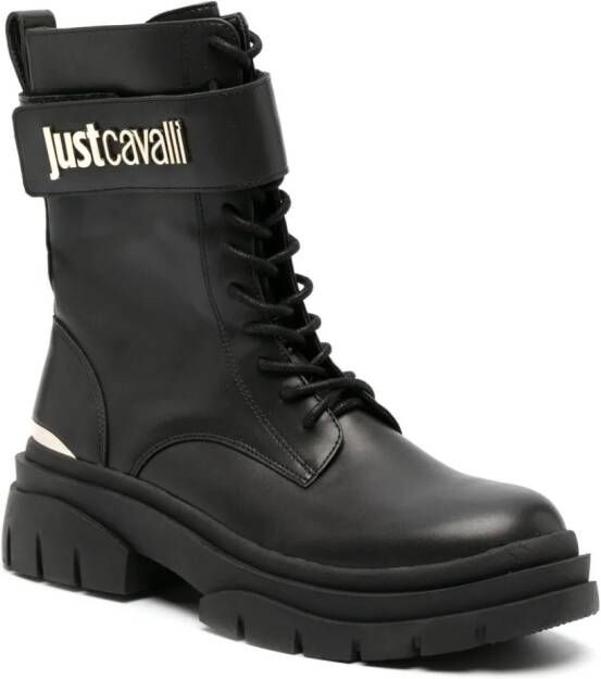 Just Cavalli logo-plaque leather boots Black