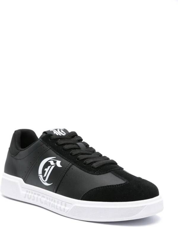 Just Cavalli logo-print leather sneakers Black