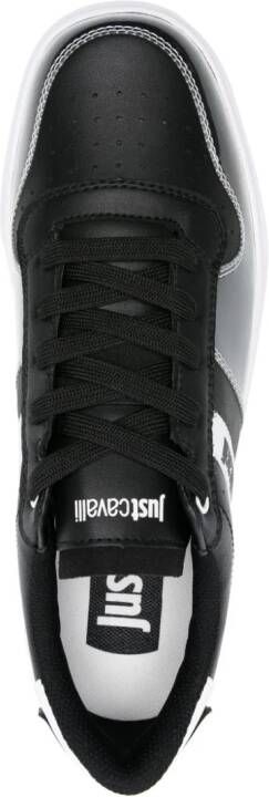 Just Cavalli logo-print panelled leather sneakers Black
