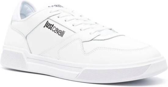 Just Cavalli logo-print panelled leather sneakers White