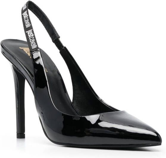 Just Cavalli patent-finish slingback pumps Black