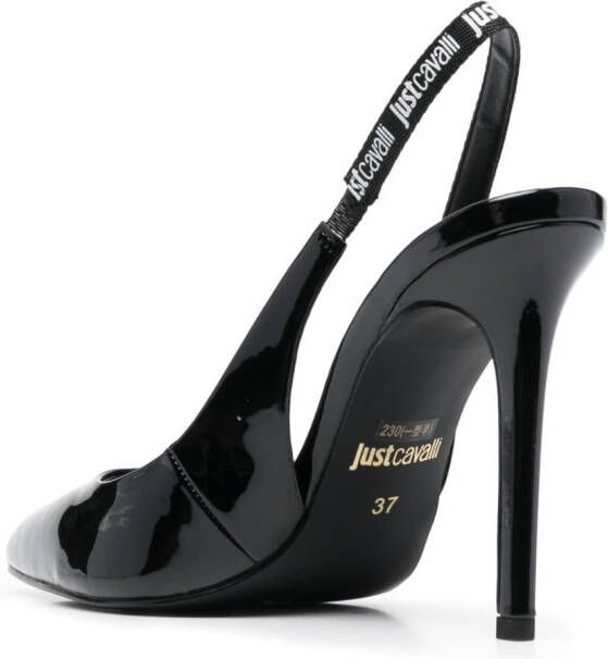 Just Cavalli patent-finish slingback pumps Black