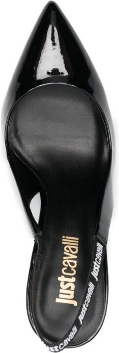 Just Cavalli patent-finish slingback pumps Black