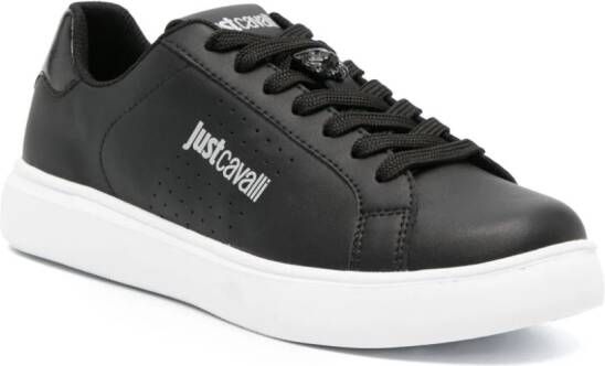 Just Cavalli Tiger Head-logo leather sneakers Black
