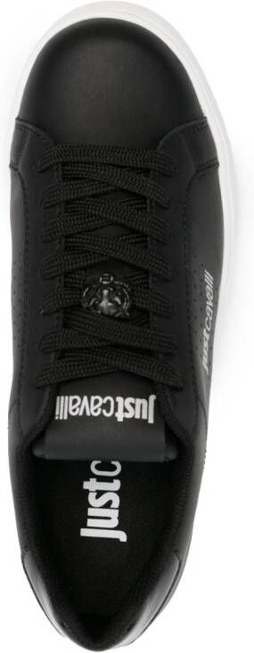 Just Cavalli Tiger Head-logo leather sneakers Black