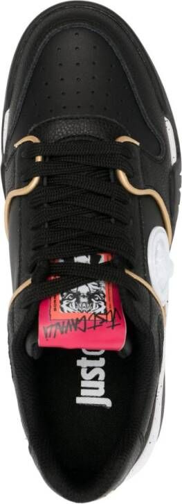 Just Cavalli Tiger Head-motif leather sneakers Black