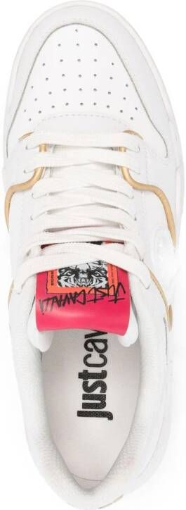 Just Cavalli Tiger Head-motif leather sneakers White