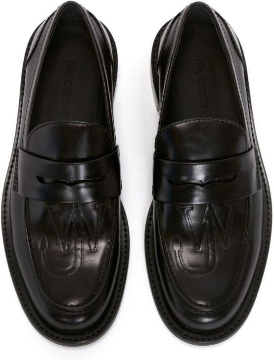 JW Anderson Anchor logo loafers Black