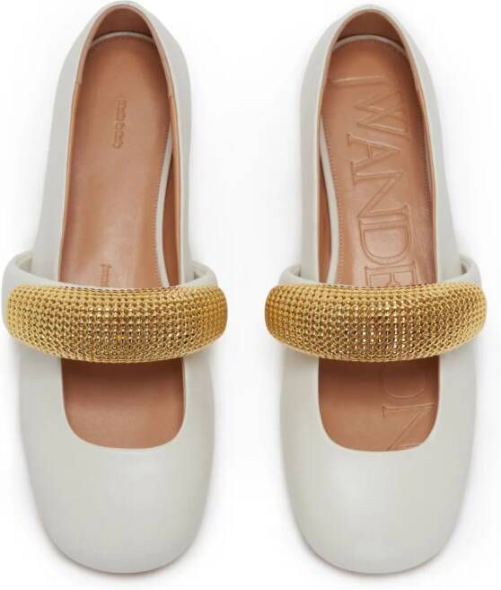 JW Anderson Bubble leather ballerina shoes White