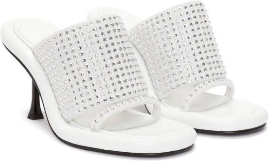 JW Anderson Crystal Bumper-Tube 90mm leather mules White
