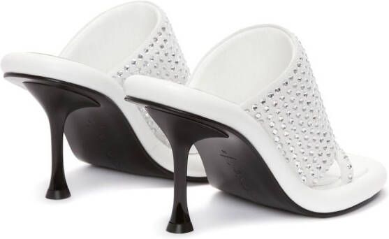JW Anderson Crystal Bumper-Tube 90mm leather mules White