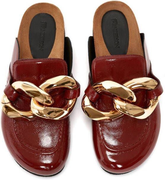 JW Anderson chain-detail leather loafer mules Brown