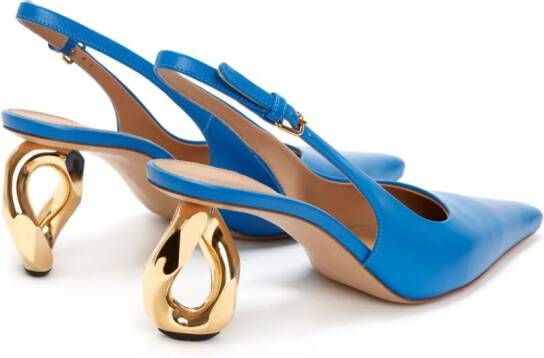 JW Anderson Chain-heel slingback leather sandals Blue