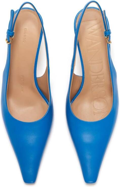 JW Anderson Chain-heel slingback leather sandals Blue