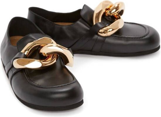 JW Anderson Chain leather loafers Black