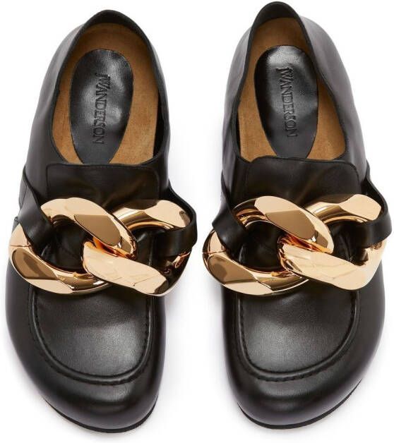 JW Anderson Chain leather loafers Black