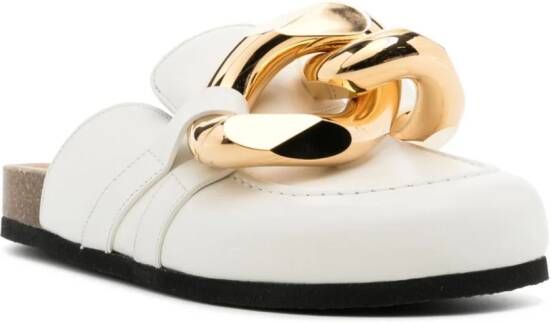 JW Anderson Chain leather mules White