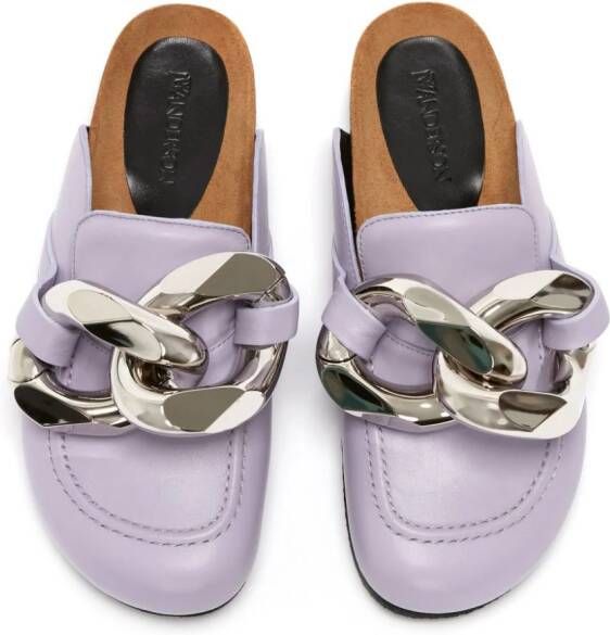 JW Anderson chain-link detailing leather loafers Purple