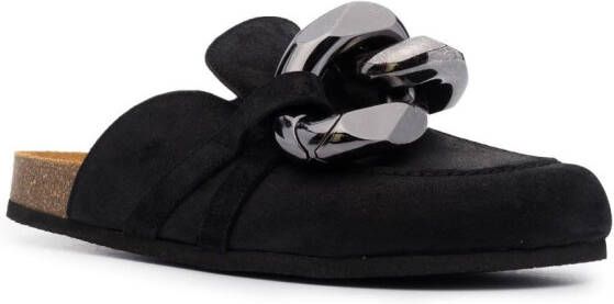JW Anderson chain-link detailing suede slippers Black