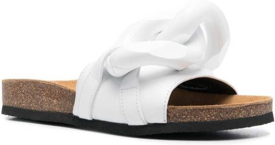 JW Anderson chain-link leather slides White