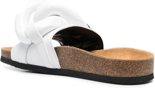 JW Anderson chain-link leather slides White