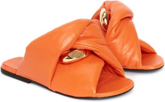 JW Anderson Chain Twist leather slides Orange