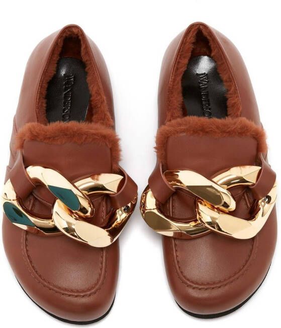 JW Anderson chunky-chain loafers Brown