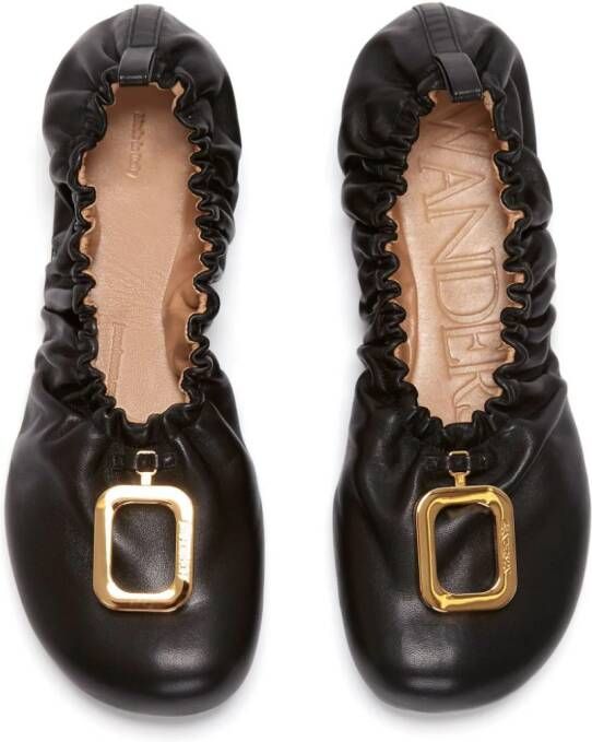 JW Anderson decorative-buckle leather ballerina shoes Black
