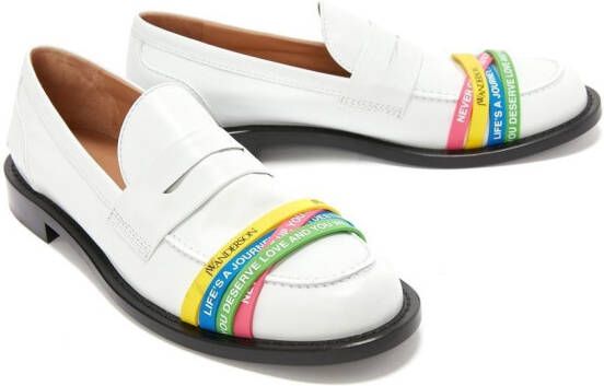 JW Anderson elasticated-straps leather loafers White