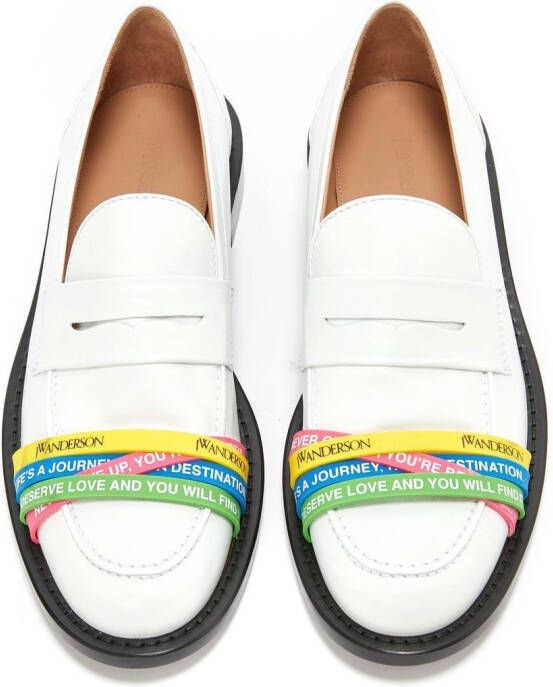 JW Anderson elasticated-straps leather loafers White