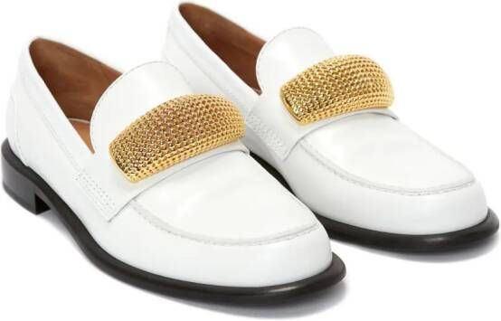 JW Anderson embellished leather loafers White