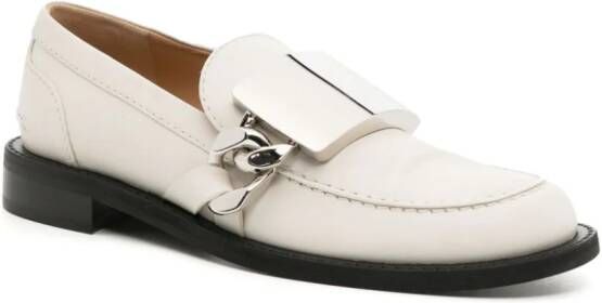 JW Anderson Gourmet plaque-detail leather loafers White