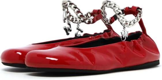 JW Anderson logo-charm leather ballerinas Red