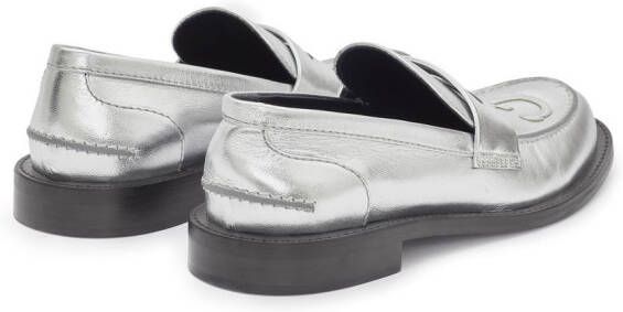 JW Anderson logo-patch leather moccasin loafers Silver