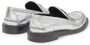 JW Anderson logo-patch leather moccasin loafers Silver - Thumbnail 3
