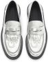 JW Anderson logo-patch leather moccasin loafers Silver - Thumbnail 4