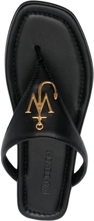 JW Anderson logo-plaque thong leather sandals Black