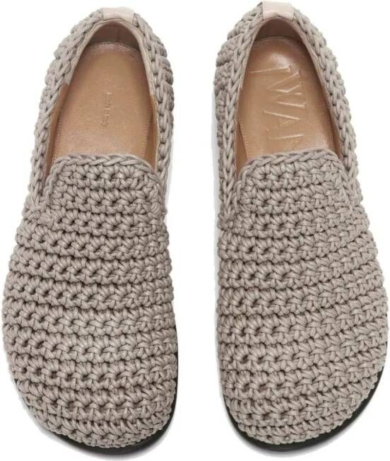 JW Anderson logo-tag crochet loafers Neutrals