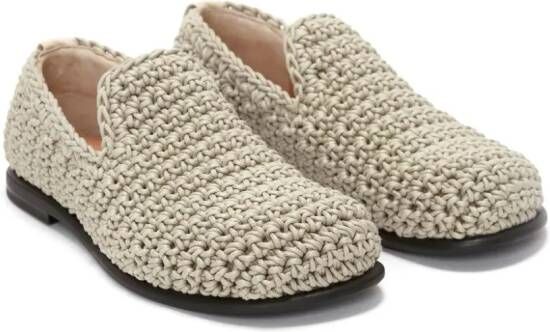 JW Anderson low-heel crochet-knit loafers Neutrals