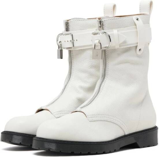 JW Anderson Padlock leather combat boots White