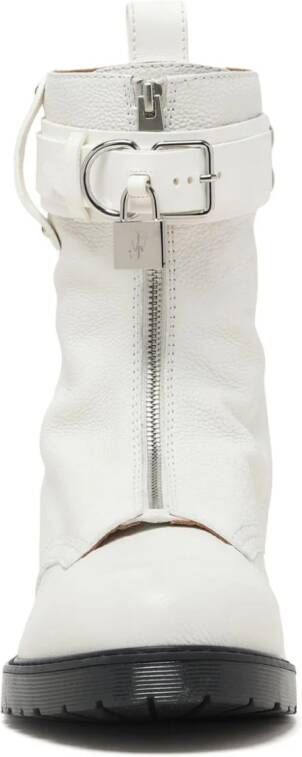 JW Anderson Padlock leather combat boots White