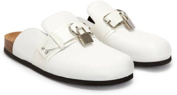JW Anderson padlock leather mules White