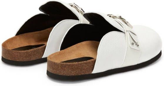 JW Anderson padlock leather mules White